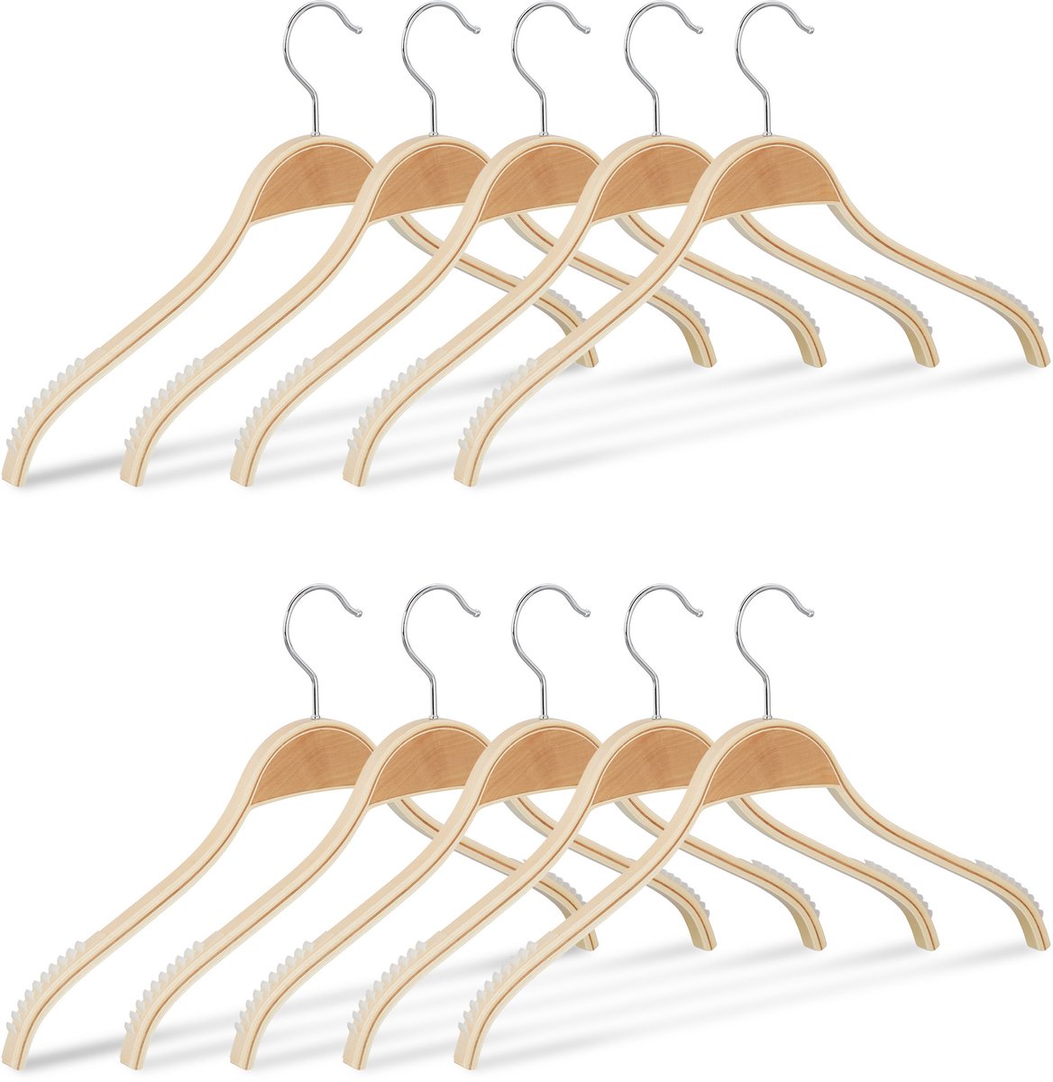 50 x kledinghangers hout - klerenhangers - natuurlijke uitstraling - 42 cm