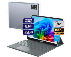 GMR - Windows 11 Tablet - 16inch - Touchscreen - Toetsenbord / Cover - Intel - 16GB RAM - 512GB SSD - Ideaal voor Thuis, Kantoor en Studie