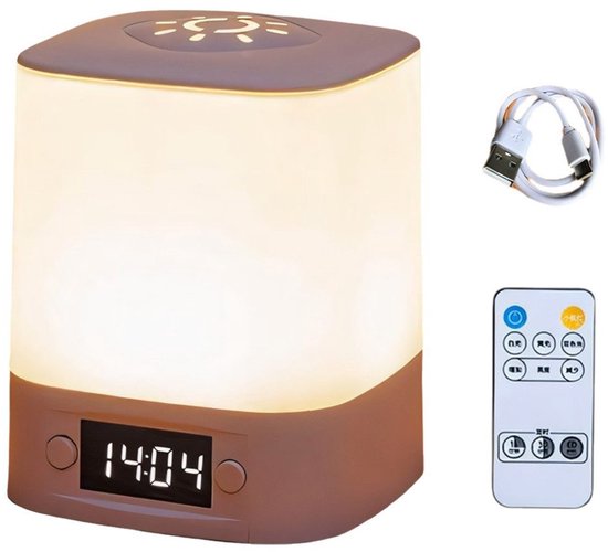 IBETTERTEC LED Nachtlamp Nachtlicht - Sfeerverlichting -Zaklamp -Touch Bediening - 3 Lichtkleuren - Traploos Dimmen - Met Afstandsbediening en Digitale Klok (Wecker) - voor Slaapkamer, Kinderkamer