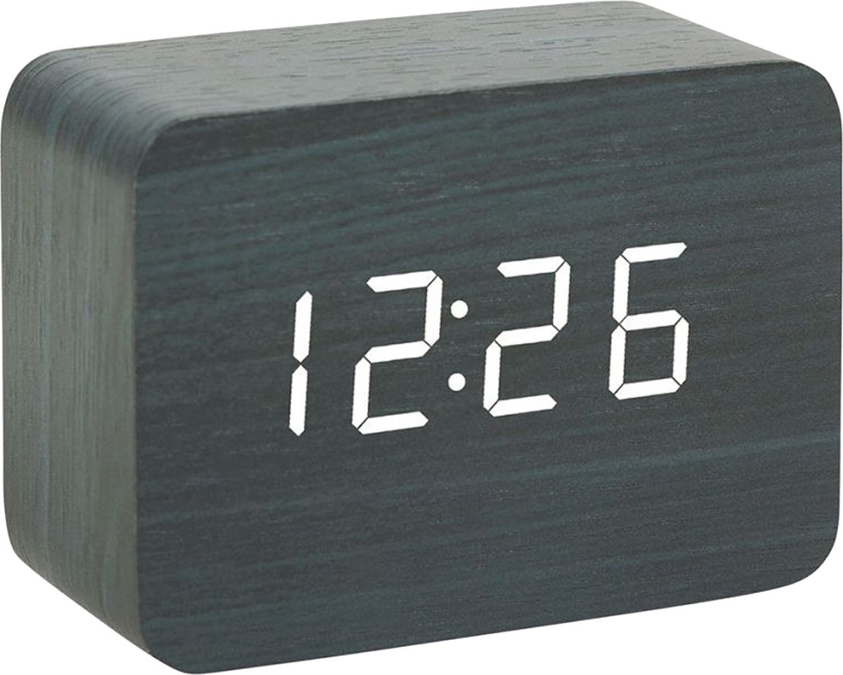 Ostaria Wekker/alarmklok - digitaal - MDF - zwart - D10 x 4 x 7 cm
