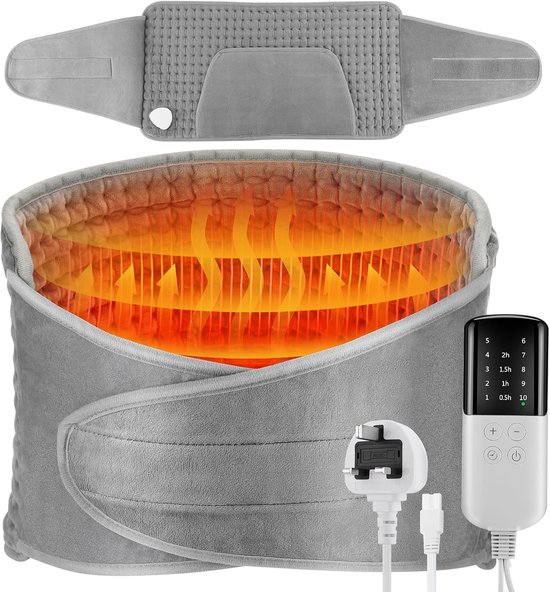 Infrarood Warmtegordel – Verwarmde Rugband - Verwarmingskussen voor de rug - Buikmassage - Warmte Kussen Oplaadbaar - Pijnverlichtende warmtekussen - 10 warmtestanden en automatische uitschakeling - Ideaal voor taille - buik en benen - 30 x 125