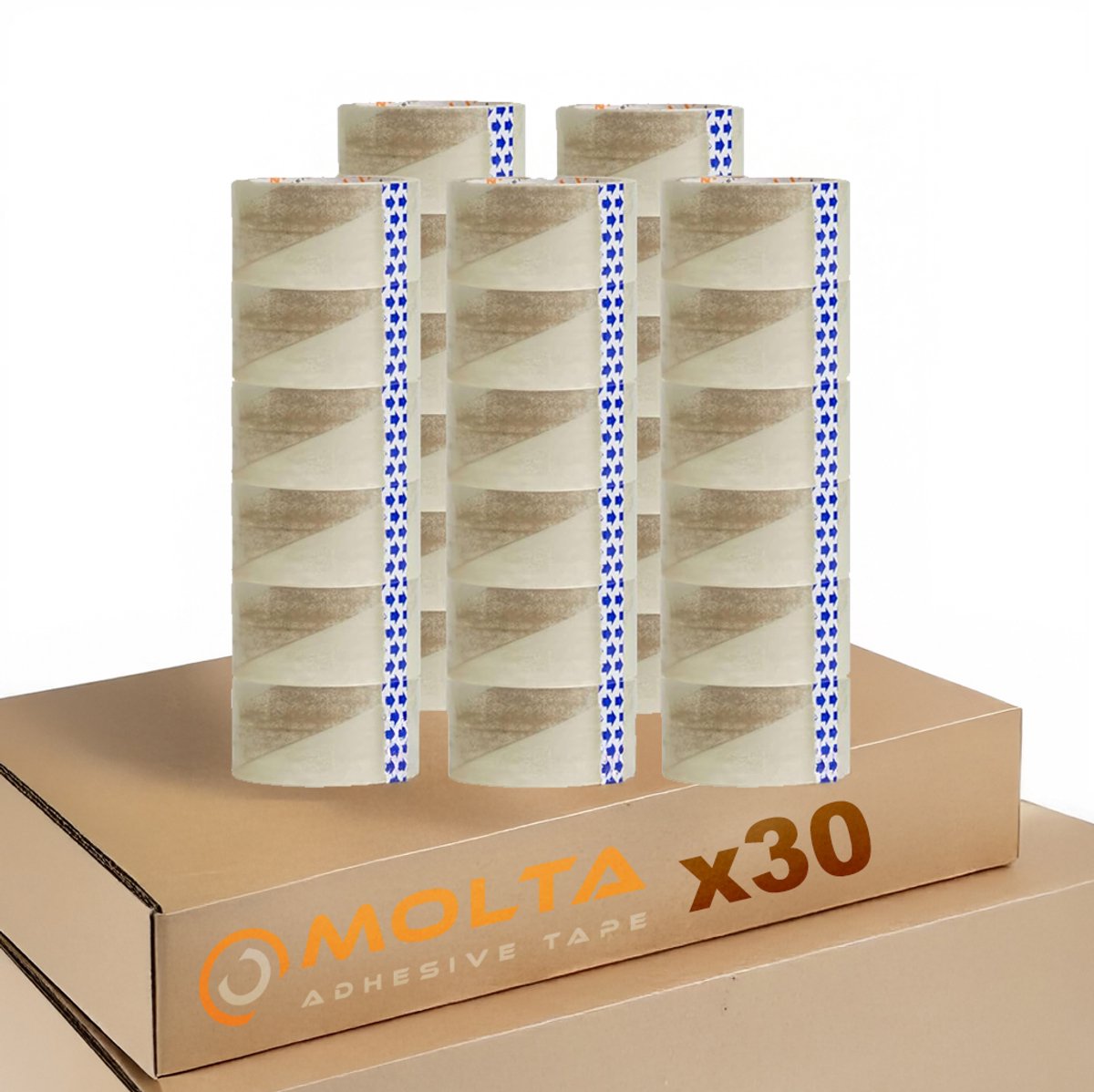 MOLTA | STANDAARD TRANSPARANT Verpakkingstape 48 mm x 55 m | Kartonnen tape | Verpakkingstape voor pakketten en dozen - 30 Rollen | ACRYLIC