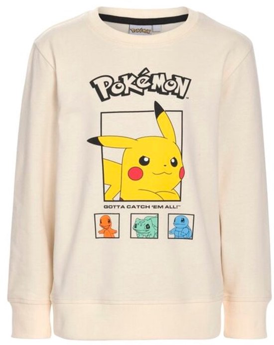 Pull Pokémon manches longues, taille enfant 104-110 Couleur blanc cassé