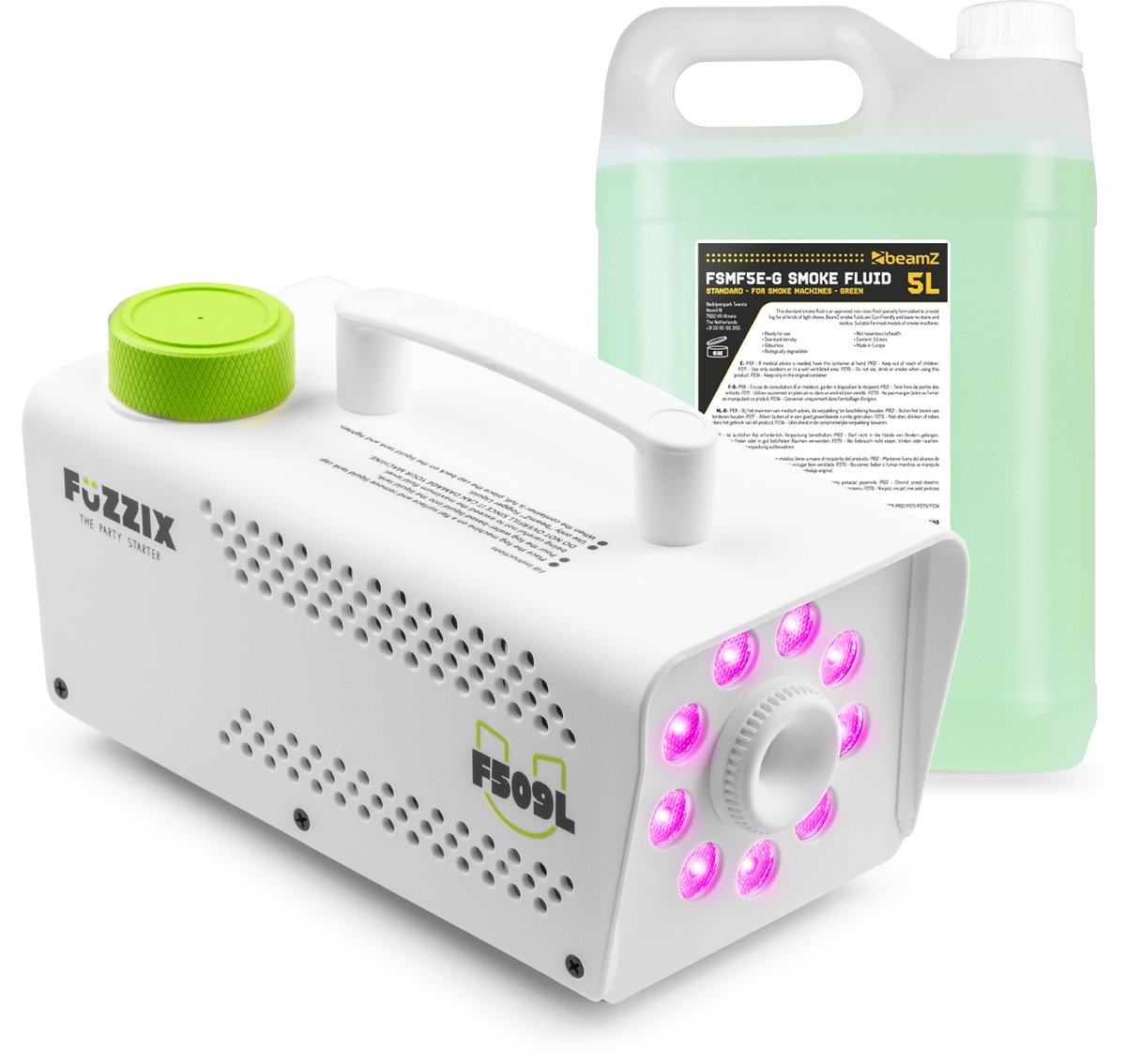Fuzzix F509LW Witte Party Rookmachine - Met 9 LED's en 5 liter rookvloeistof - Inclusief afstandsbediening