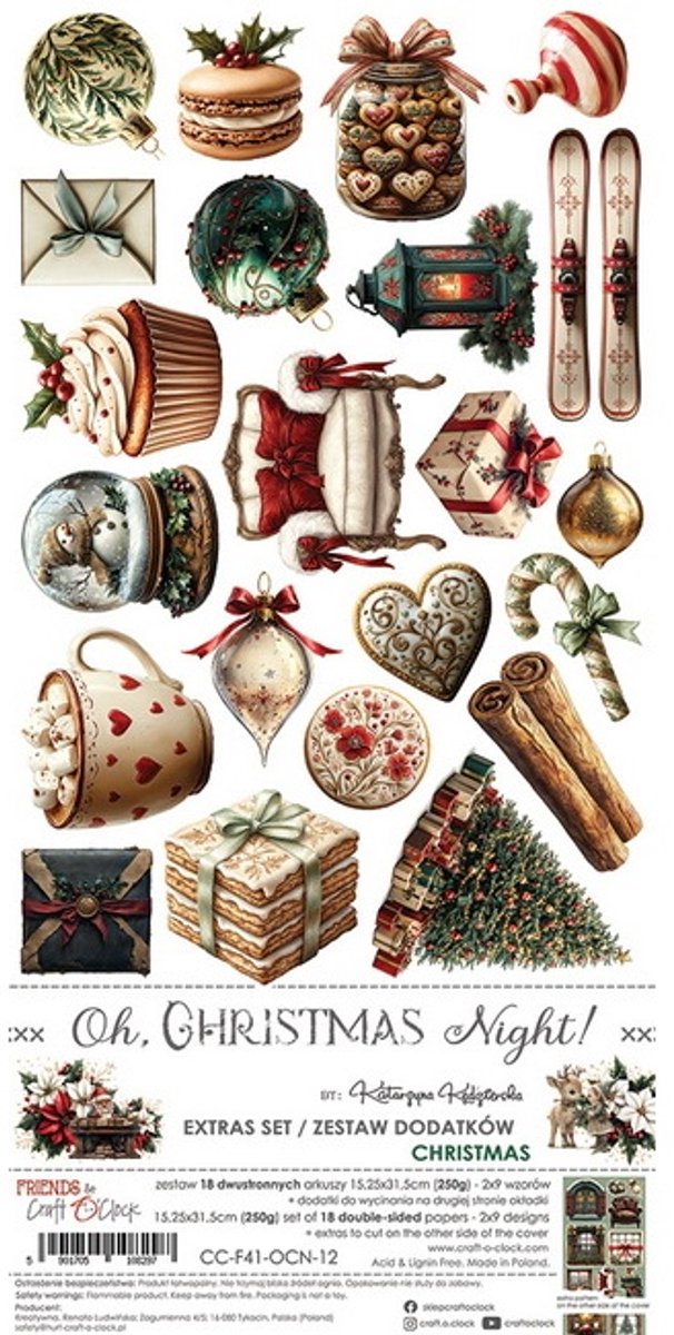 Craft O Clock Extras Set Christmas 15x30 cm - 12 Oh Christmas Night