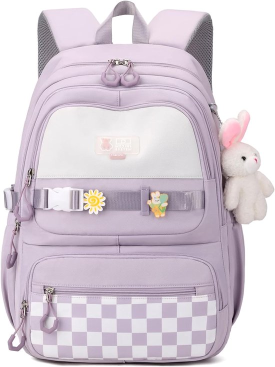 Rugzak - Waterdichte rugzak voor meisje - laptophoes - Rugtas - laptoptas - Rugzak Meisje - School rugtas - lichtgewicht schooltas - Schooltas - Rugzakken met grote capaciteit voor Meisjes en Jongens - Tieners - Boekentas - Schoolrugzakken - Paars