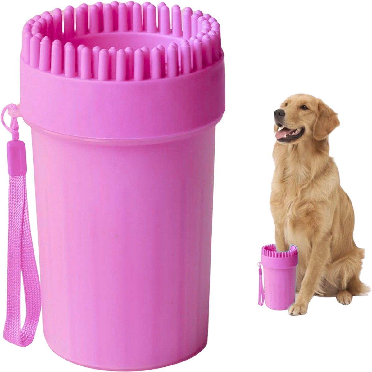 AnyPrice® Pootreiniger voor Honden & Katten – Medium – Draagbare en Efficiënte Siliconen Hondenpootreiniger – Zachte Reinigingsborstel voor Grondige Pootverzorging – Inclusief Handdoek – Ideaal voor Huisdierenhygiëne & Verzorging – Roze