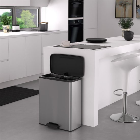Prullenbak Curver Decobin - 65L - Rectangulaire - Gris Métallisé - Plastique Recyclé