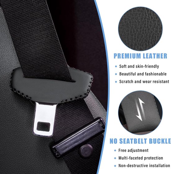 2-delige veiligheidsgordelgesp, krasbestendige leren autogordel, holster met clip voor de uitlaat, beschermer voor de gesp van de autogordel, universele interieuraccessoires voor de meeste voertuigen (zwart) van Merkloos — afbeelding 4
