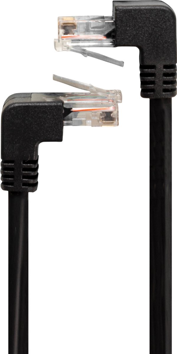 Electrovision RJ45 netwerkkabel 3 m – haaks naar haakse plug - Zwart