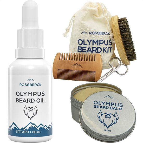 Rossberck Baardverzorging Set - 5 Delig - Baardolie - Baardbalsem - Baardkam - Baardborstel - Neushaarschaartje