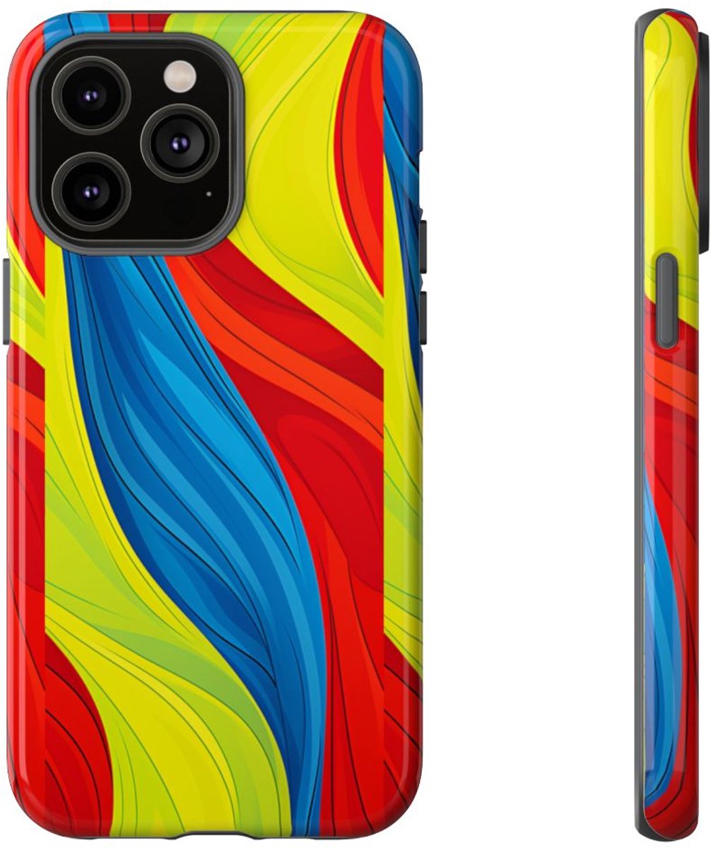 Kleurrijk Abstract Golfpatroon – Telefoonhoesje Geschikt voor iPhone 14 Pro Max