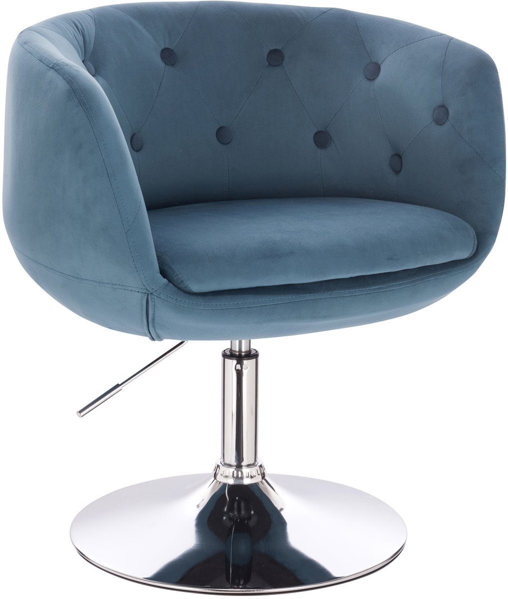 SVITA PANAMA Retro Lounge Chair - Gestoffeerde stoel Cocktailstoel Plaatvoet Metaal Fluweel Blauw
