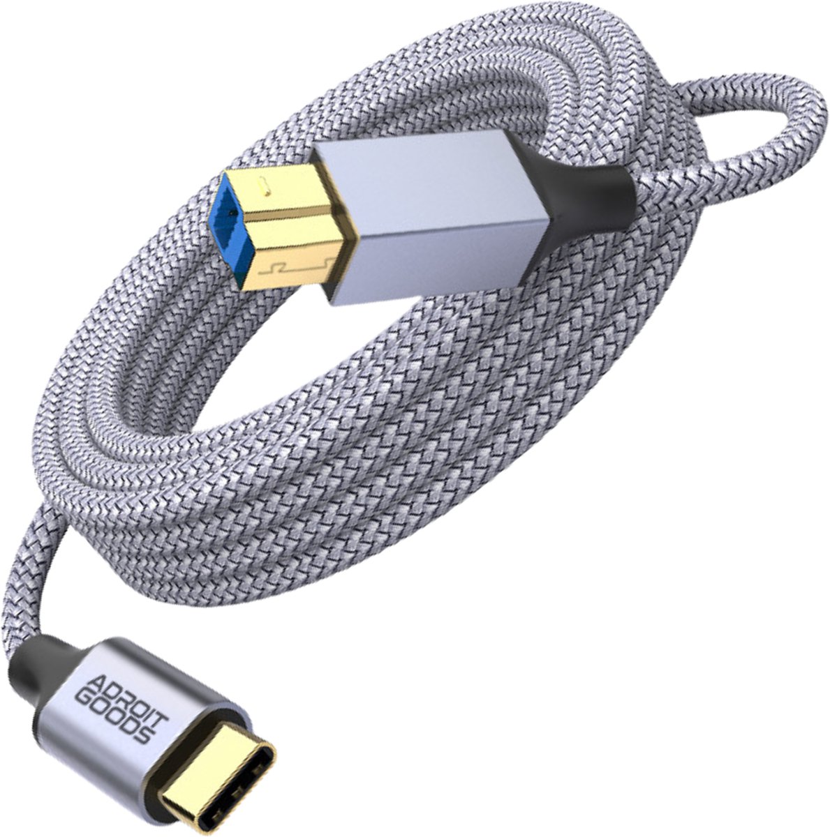 AdroitGoods USB-C naar USB-B printerkabel - USB 3.0– 5Gbps – 2m - Geschikt voor Docking Station, Externe Harde Drivers en Scanner - Grijs