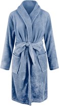 Kinderbadjas - denimblauw - kinder badjas fleece - meisjes & jongens - ochtendjas - maat 152/158