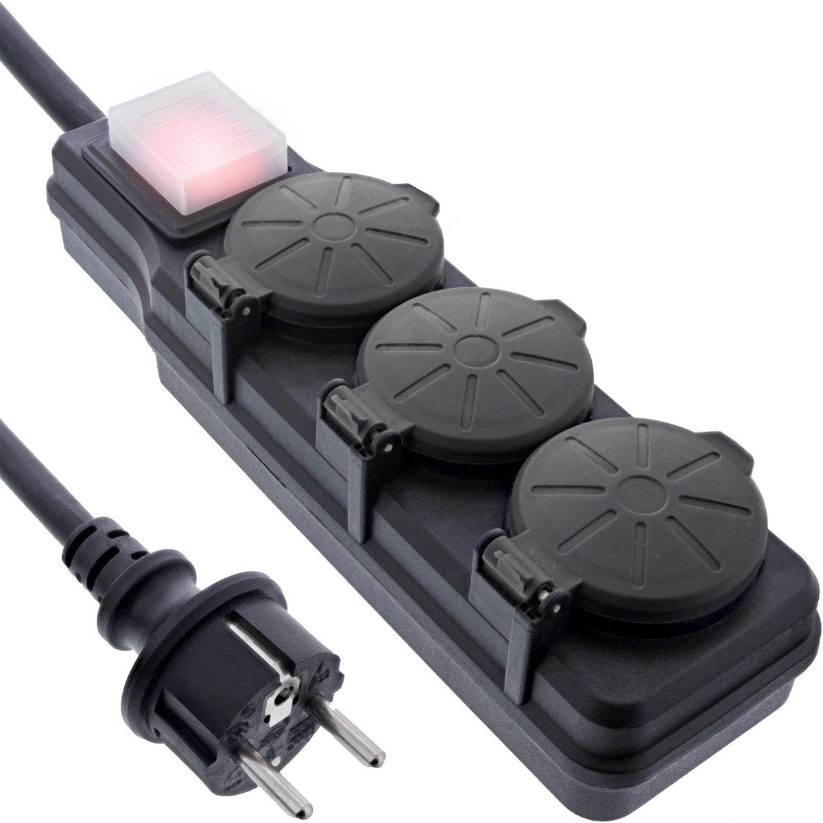 Image of IP44 outdoor stekkerdoos met 3 contacten | schakelaar | 5 meter