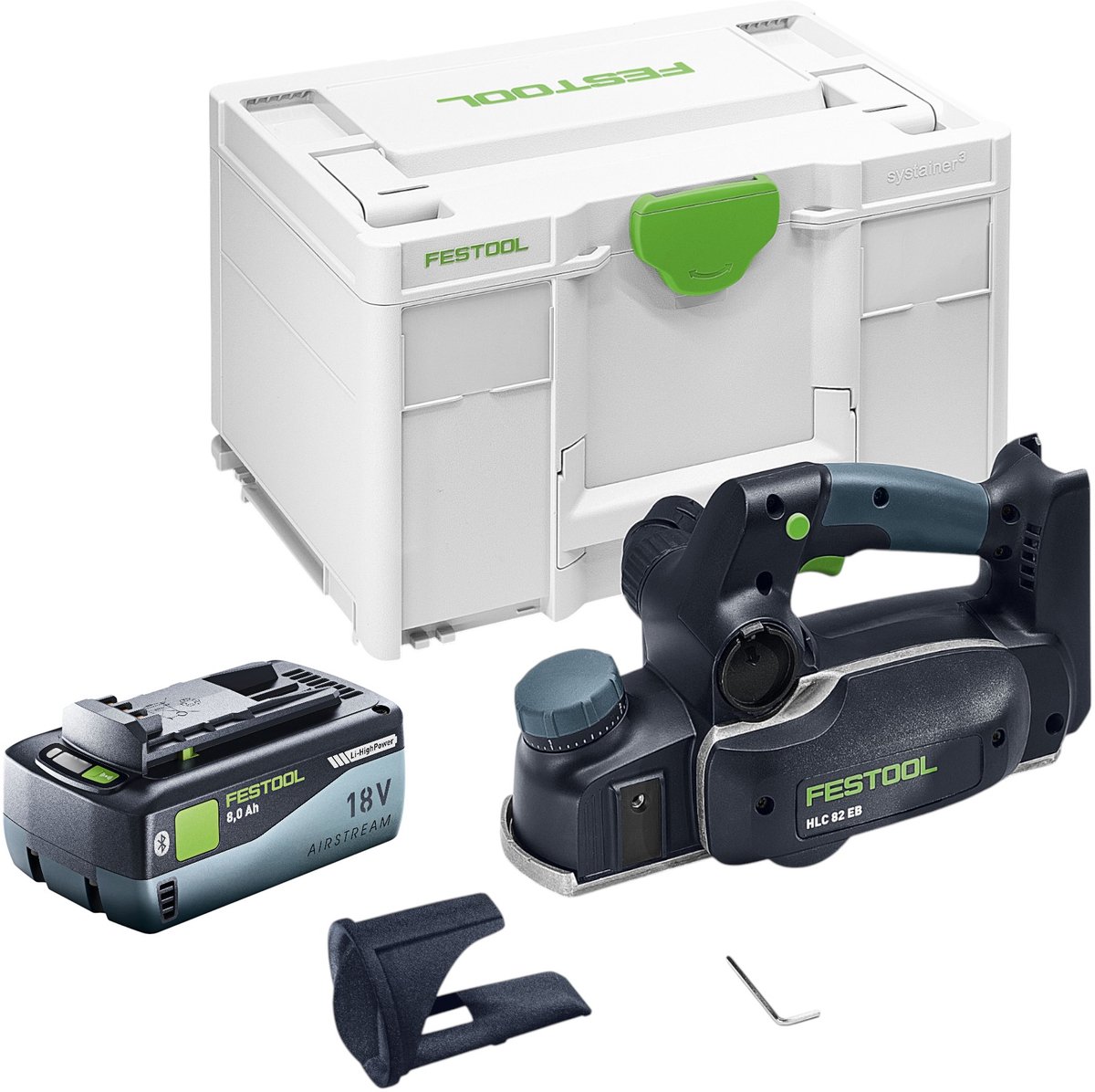Festool HLC 82 EB-Basic accu-schaafmachine 18 V 82 mm borstelloos + 1x accu 8,0 Ah + Systainer - zonder oplader