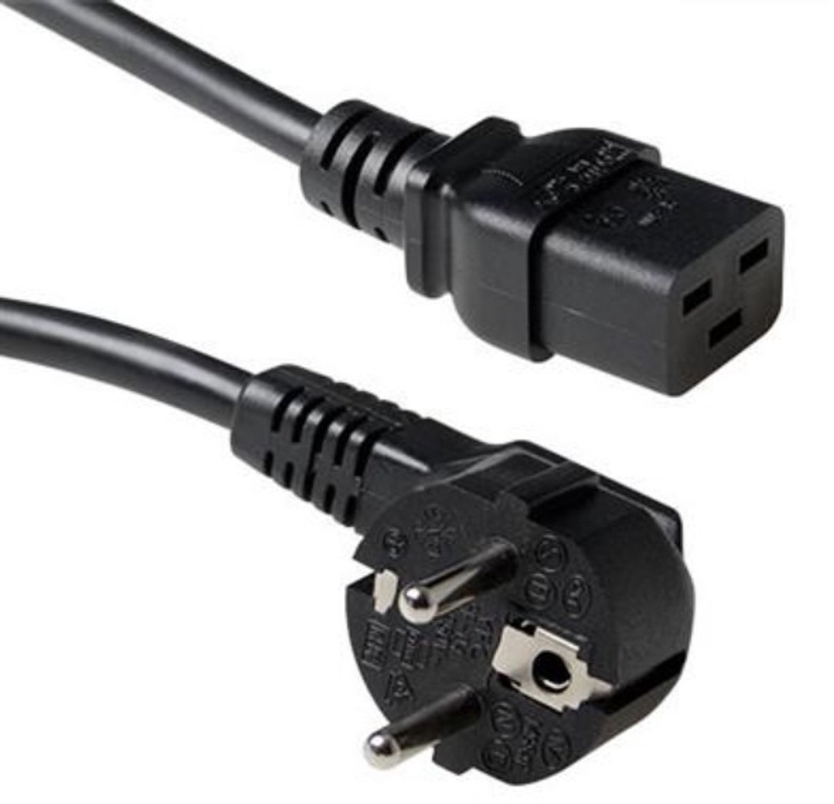 ACT Netsnoer CEE 7/7 male (haaks) - C19 zwart 3 m AK5186