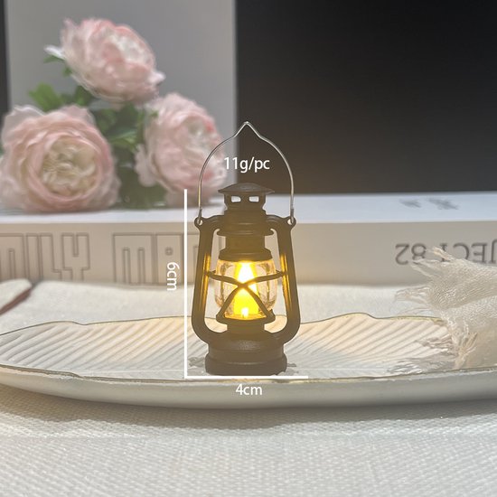 LED-verlichting - Vintage lantaarns - Mini petroleumlamp - Kerstsfeerverlichting - 10 stuks - Zwart