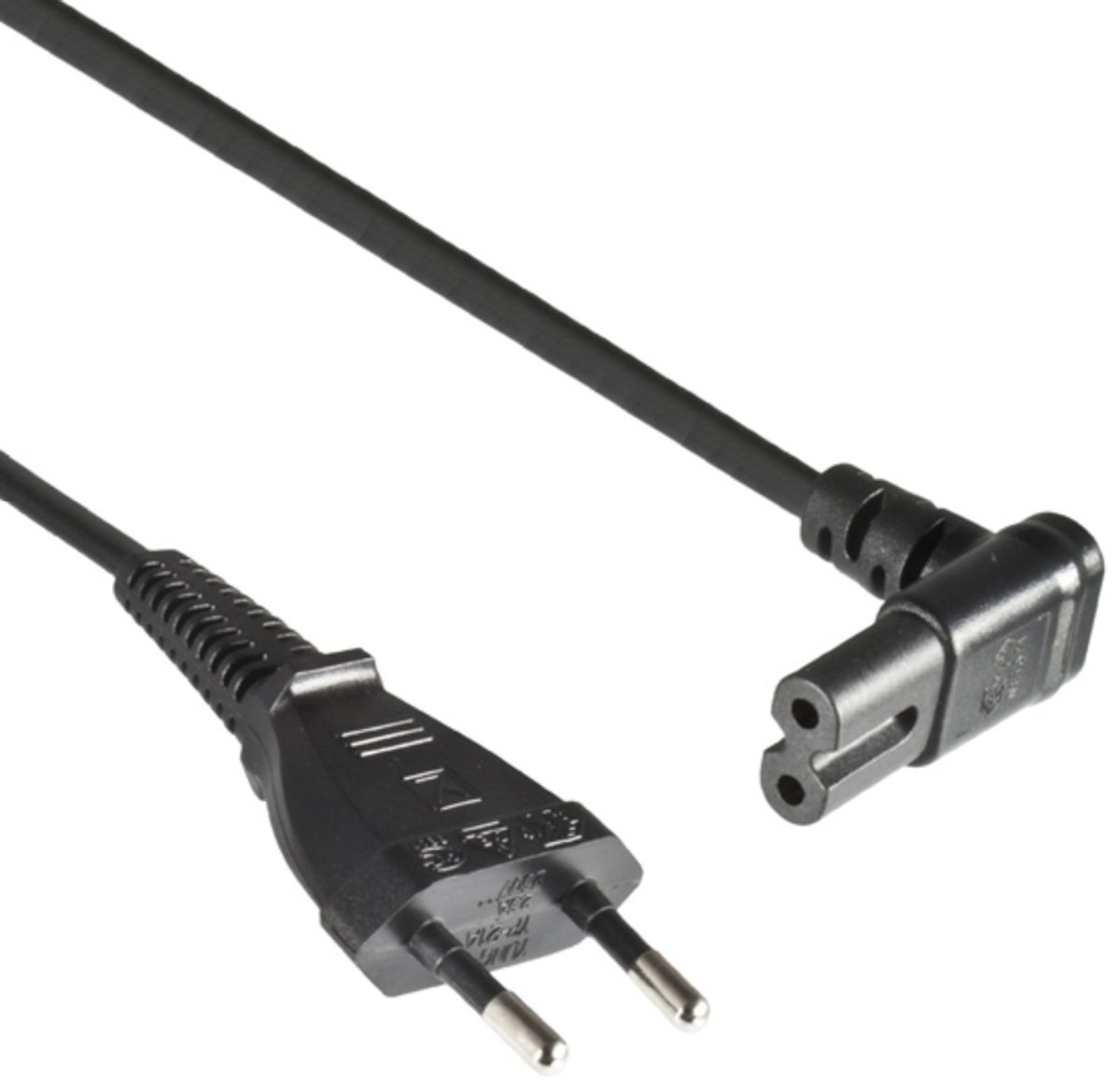 C7 apparaatsnoer - Haaks - Zwart - 2 meter - Allteq