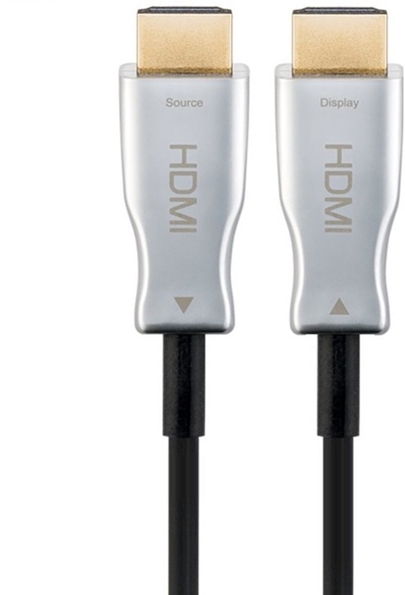 Image of Actieve HDMI 2.1 Kabel - 8K 60Hz - Verguld - 40 meter - Zwart/Zilver