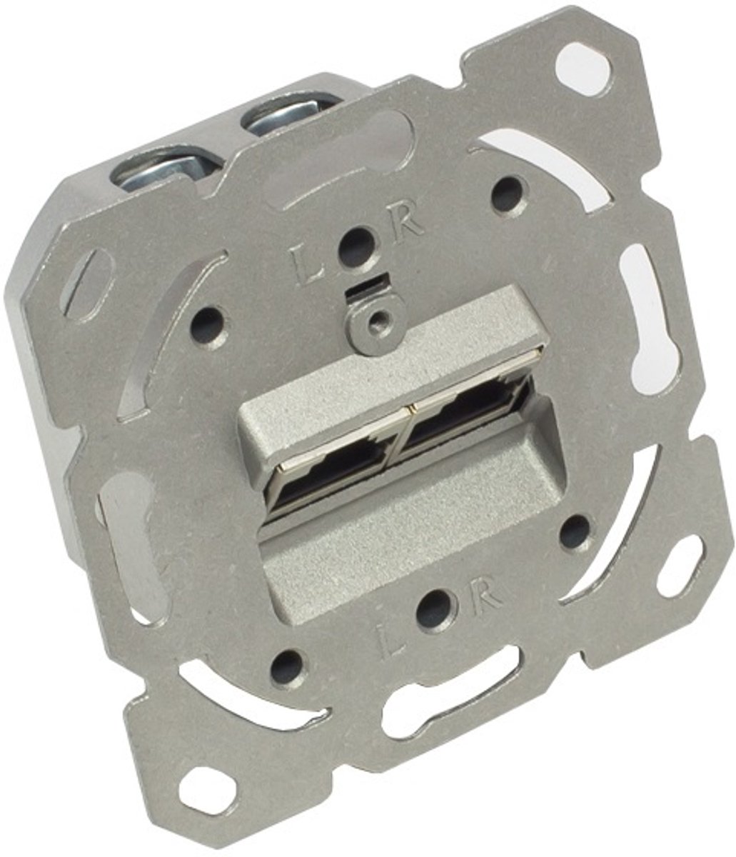 Premium CAT6 Gigabit netwerk inbouw wandcontactdoos met 2 RJ45 poorten - afgeschermd