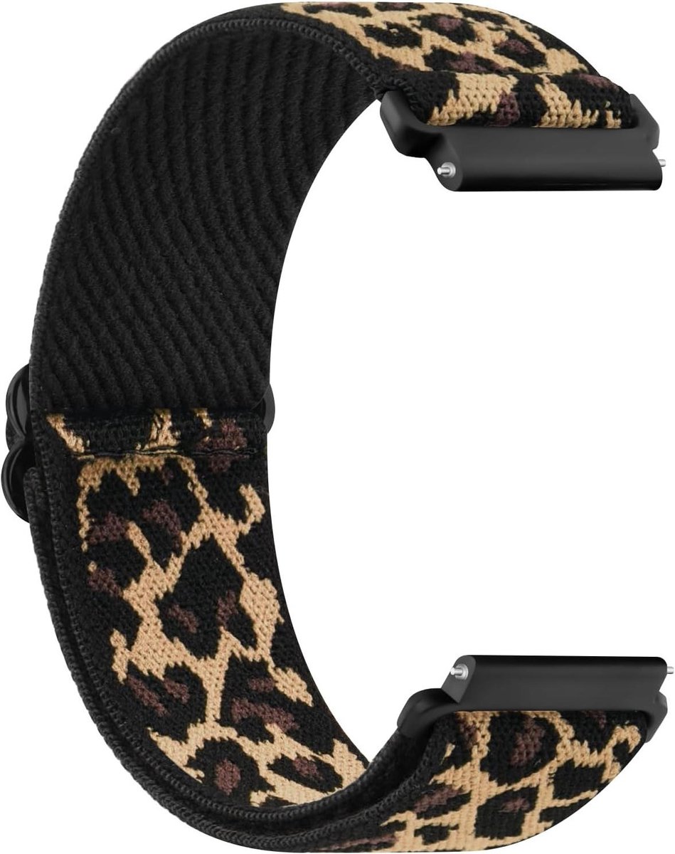 Allecto plus - Nylon Horlogebandje 20 mm voor Samsung Galaxy Watch 4 - Verstelbaar en Elastisch - Heren en Dames - Galaxy Watch 4 Classic 42 mm 46 mm - Zwart