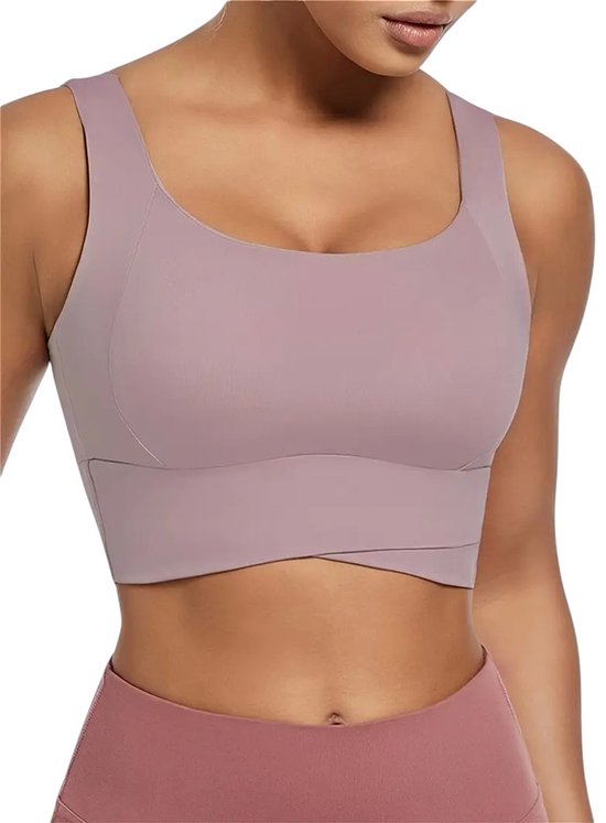 SparkNine Flexaura sportbeha - bestseller - stevige ondersteuning - ingebouwde pads - XL - paars - high support - cross design - stijlvol & ademend