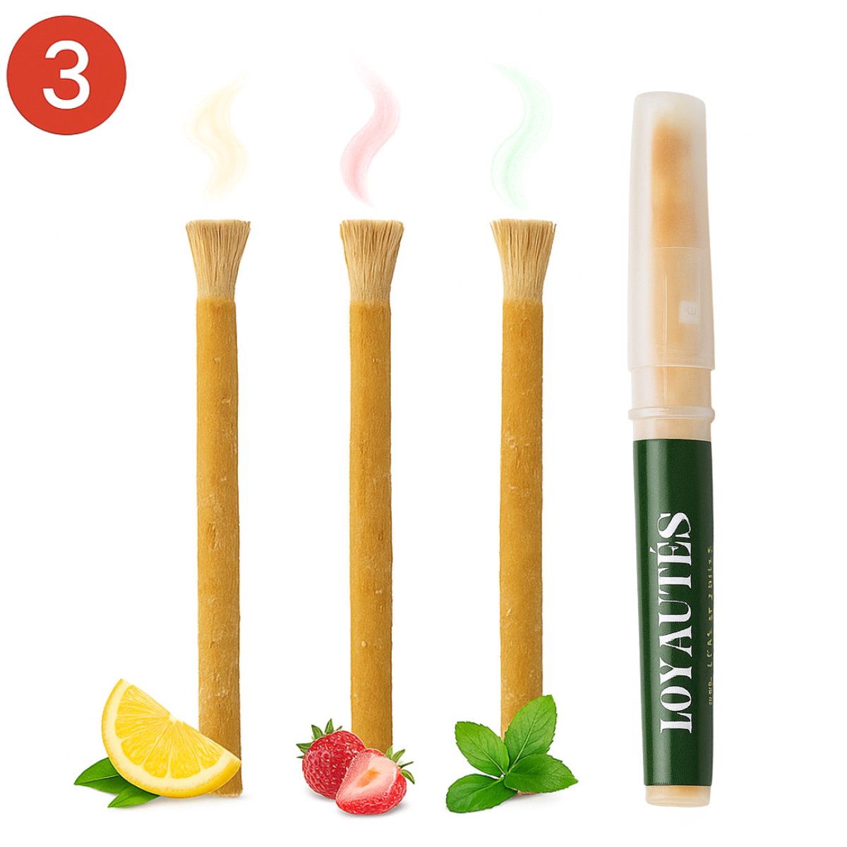 Miswak Mixset met Houder – 3 stuks (Mint, Strawberry, Lemon) – Sewak / Siwak – Natuurlijke Tandenborstel – Biologisch, Fluoridevrij & Antibacterieel – Sunnah & Halal – Natuurlijk Alternatief voor Plastic Tandenborstels