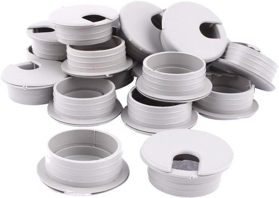 Allecto Plus - Passe-câbles en plastique Grijs 35 mm - Lot de 24 - Accessoires de vêtements pour bébé de bureau