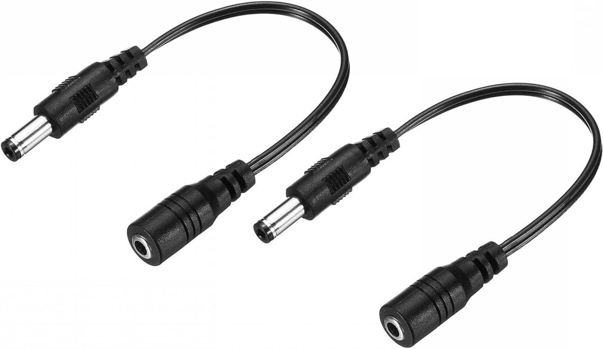 Allecto plus - Verlengkabel 3,5 x 1,35 mm naar 5,5 x 2,5 mm zwart voor LED-lamp, camera, CCTV