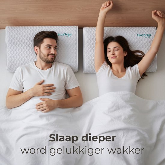 CozySense® Hoofdkussen - Traagschuim Slaapkussen - Ortopedisch voor Nekklachten - Ergonomisch Hoofdkussen - Voor Rug- en Zijslaper - Inclusief Kussensloop en Draagtas - Medium Hardheid