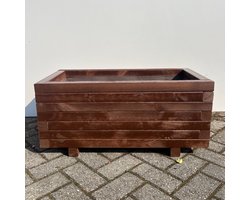 AMISHOUT - SET - Plantenbak met wielen 80x40x36 cm - bruin | bloembak buiten op wielen