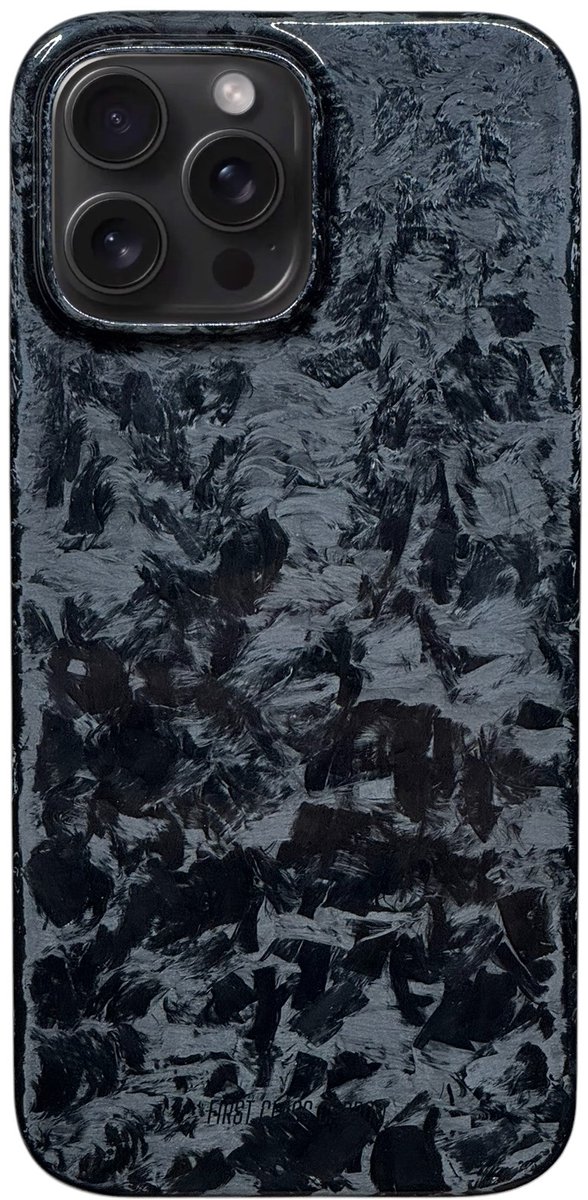 FirstClassCarbon – iPhone 15 Pro – Full Carbon Fiber Hoesje – Glanzend Zwart – Ultralicht & Stevig Telefoonhoesje – MagSafe Compatibel