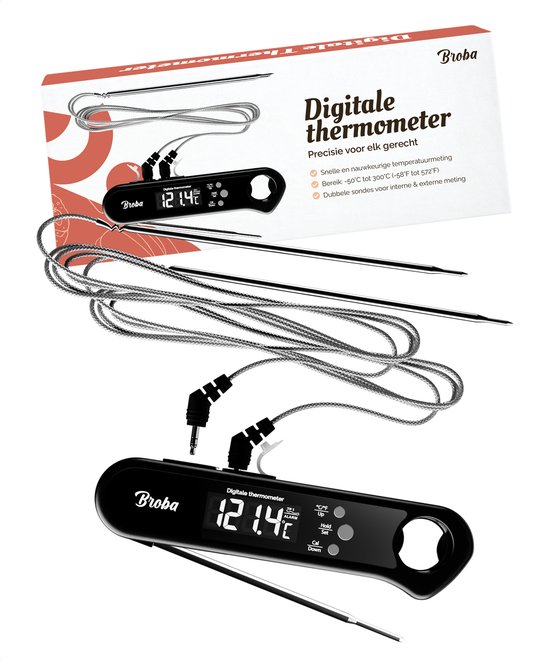 Vleesthermometer BBQ Thermometer - Oventhermometer Keukenthermometer Kookthermometer - Kerntemperatuurmeter Voedselthermometer Kernthermometer - Suikerthermometer Kook Thermometer Vlees Oven Keuken - Temperatuurmeter Digitaal - Barbecue Accessoires