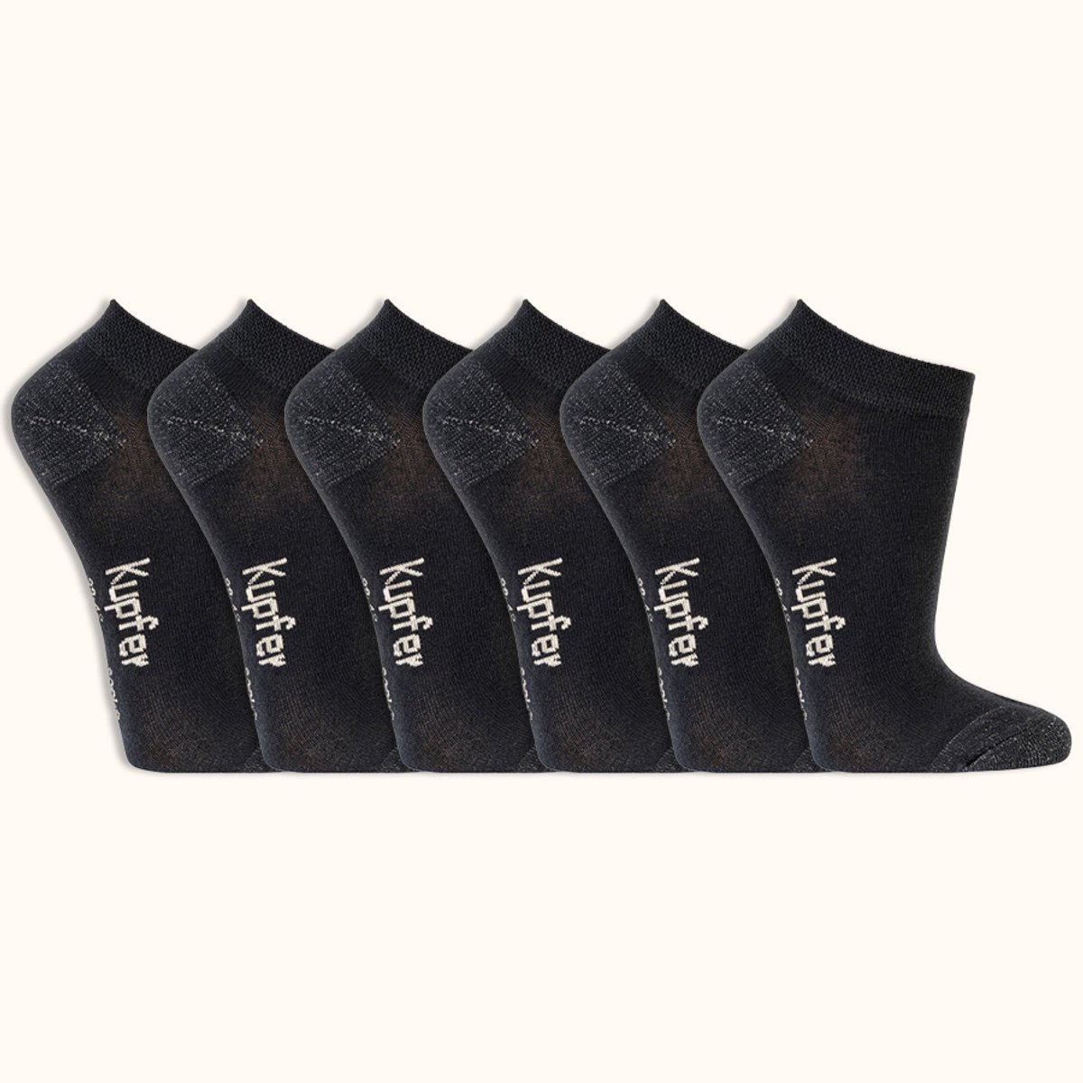 Naadloze dames sneaker sokken | Bamboe | kopersokken | maten 35 tot en met 46 | kleur zwart | per 6 paar