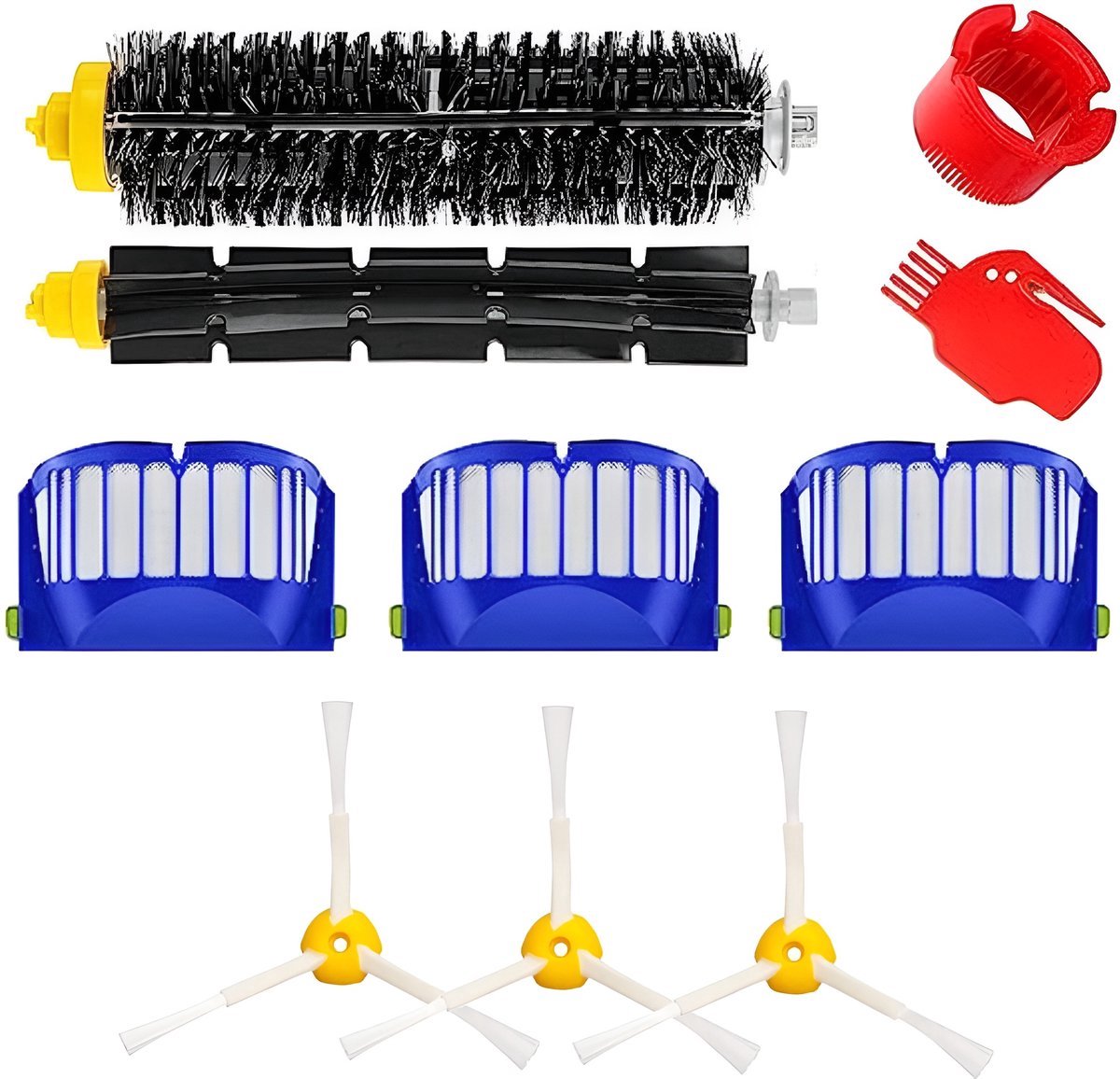 BukkitBow - Accessoireset Geschikt voor iRobot Roomba 600 series - Met HEPA Filters, Roller, Zijborstels, Mopdoeken & Stofzakken - Vervangingsonderdelen - 10-Delige Set