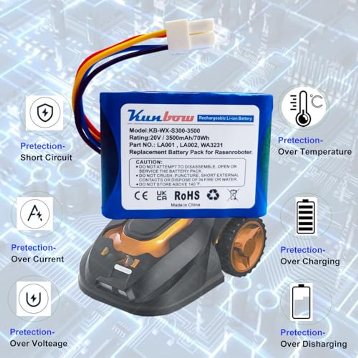 20V Accu 3500mAh voor Robotmaaiers - afbeelding 3