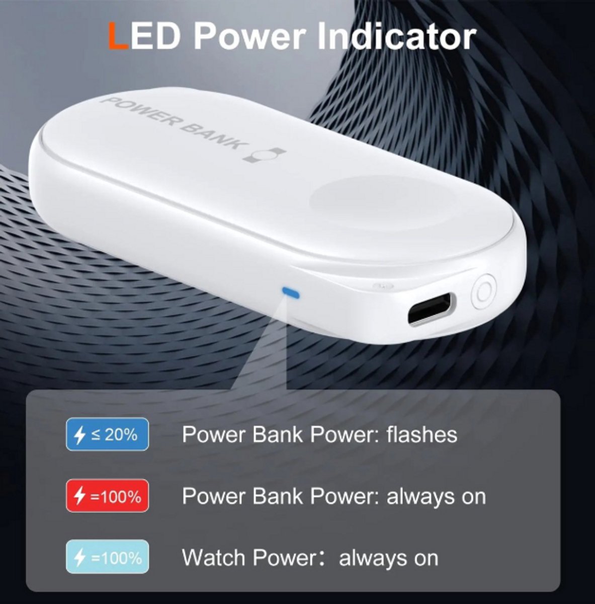 1200Mah Draagbare Draadloze Horloge Oplader Magnetische Sleutelhanger Draadloze Power Bank Reizen geschikt Voor Apple Watch 9/8/Ultra – foto 6
