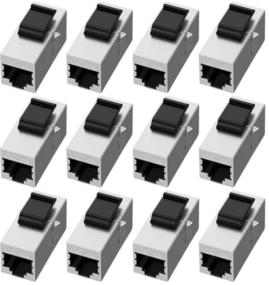 RJ45 Koppeling CAT6a Keystone Module - 12 Stuks, 10 Gbit/s, Afscherming
