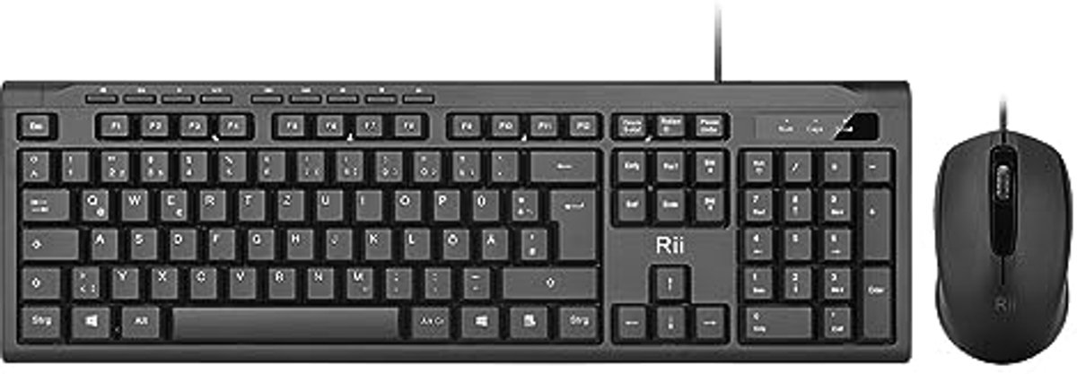 Kabelgebonden Toetsenbord-Muisset voor PC en Laptop - Ergonomisch, Spatwaterdicht en USB-Aansluiting - Geschikt voor Windows en macOS - Duitse QWERTZ-lay-out