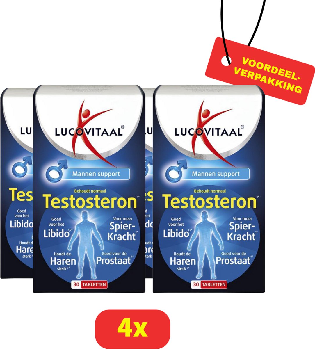 Lucovitaal Testosteron Mannen Support - 4 x 30 Tabletten Voordeelverpakking