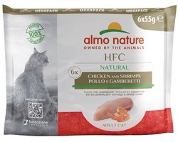 Almo Nature HFC Naturel 6x55g verpakking van 8 - Kip en garnalen