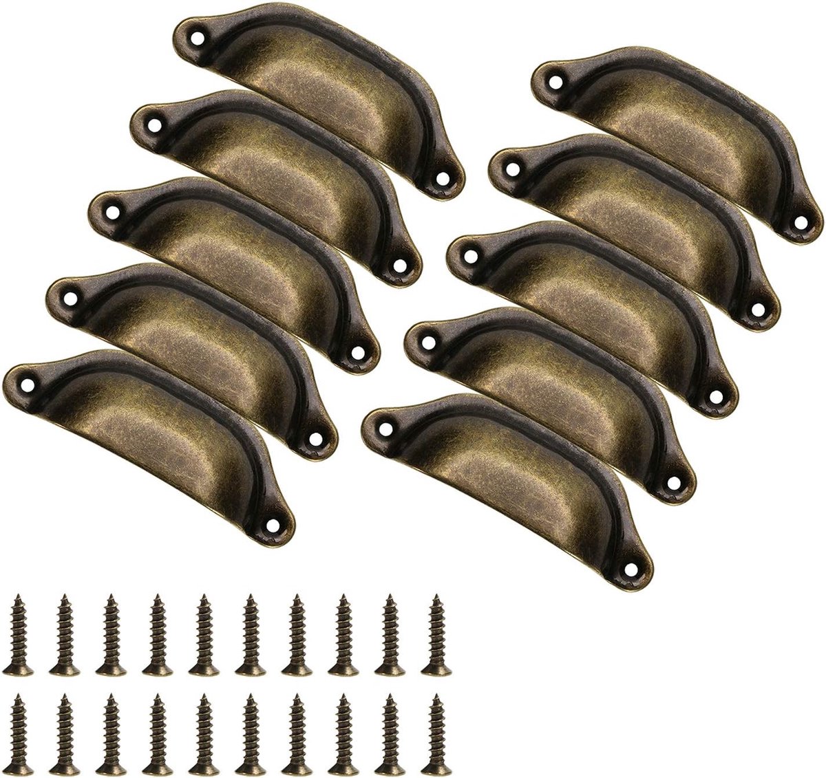 Cuhostki - 10 Stuks - Trekgrepen, Kast-Lade-Deurknopen, Vintage-Antiek-Style - Metalen Bloemvorm-Meubelbeslag - Bronzen-Tint