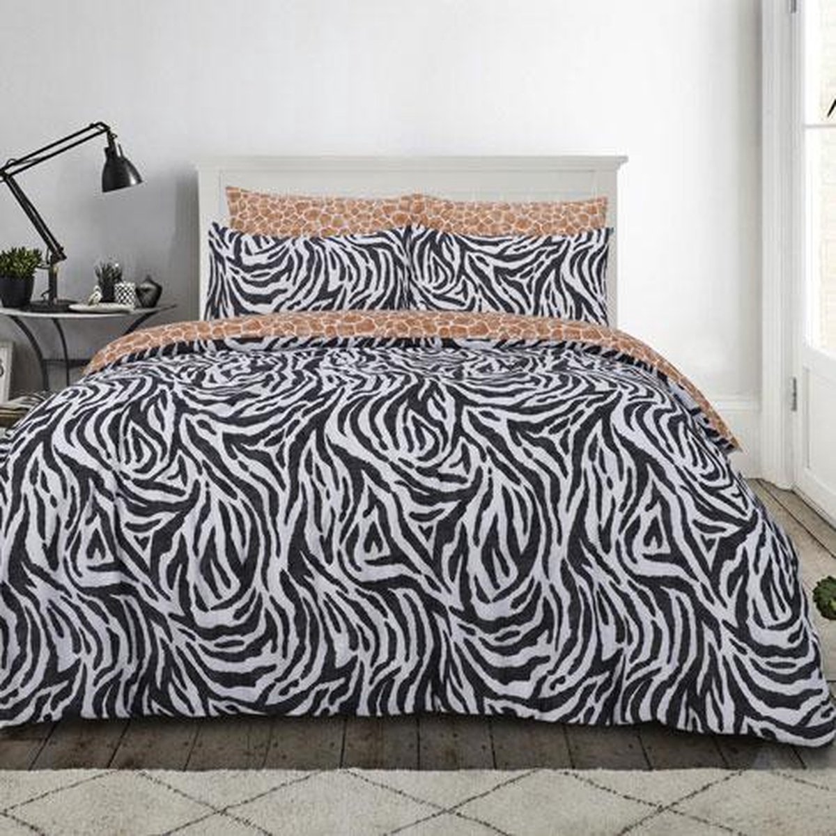 Zebraprint - Dekbedovertrek - Eenpersoons dekbed met 1 kussensloop - Zebra - dekbed - multi colour