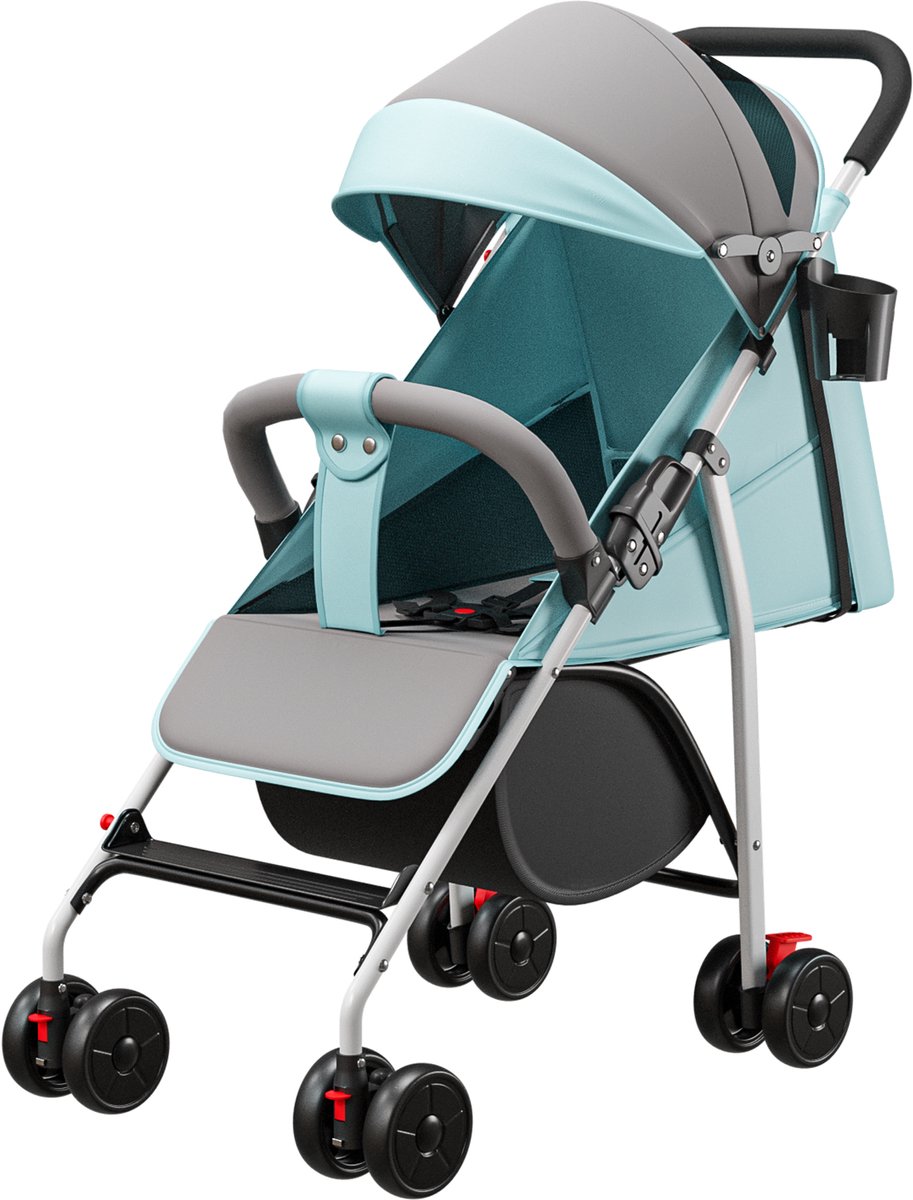 PIPIPOXER Opvouwbare Buggy met Zon- en Regenhoes Lichtblauw - PIPIPOXER - €54,99
