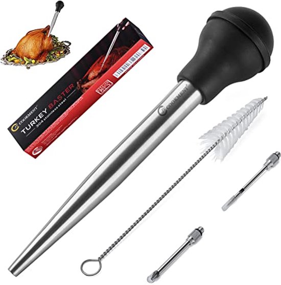 EUEOSTEN Kalkoen Baster voor het koken van de kalkoen Baster Spuit Roestvrij Staal Kalkoen Baster Food Grade Kalkoen Baster Groot met Siliconen Baster Borstel Reiniging