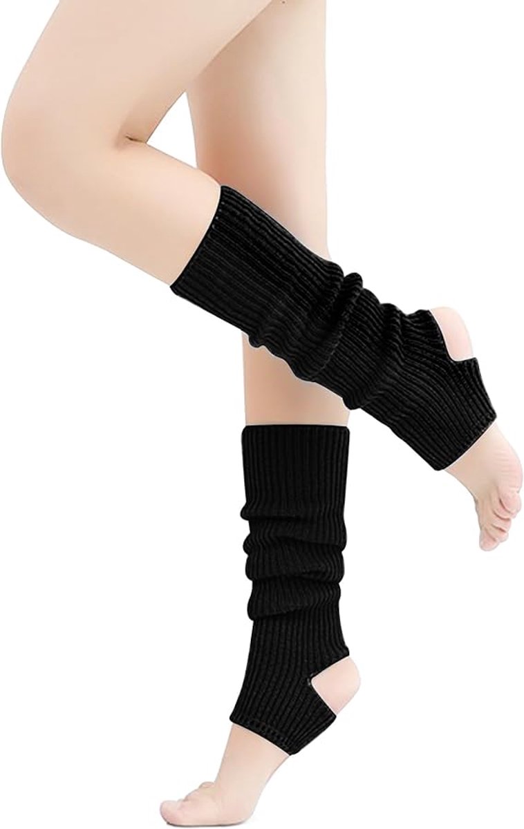 Warme wollen gebreide sokken - lange yoga danssokken voor dames - beenwarmers voor dames - yogasokken - balletsokken - herfst- en wintercadeaus - beenwarmers - modeaccessoires - 1 paar - zwart