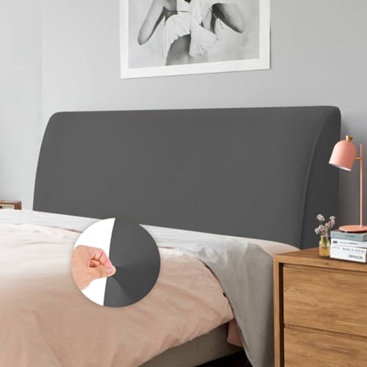 Hoofdbordbeschermhoes Zachte Stretch Fluweel Stofdicht 120-140 cm Grijs