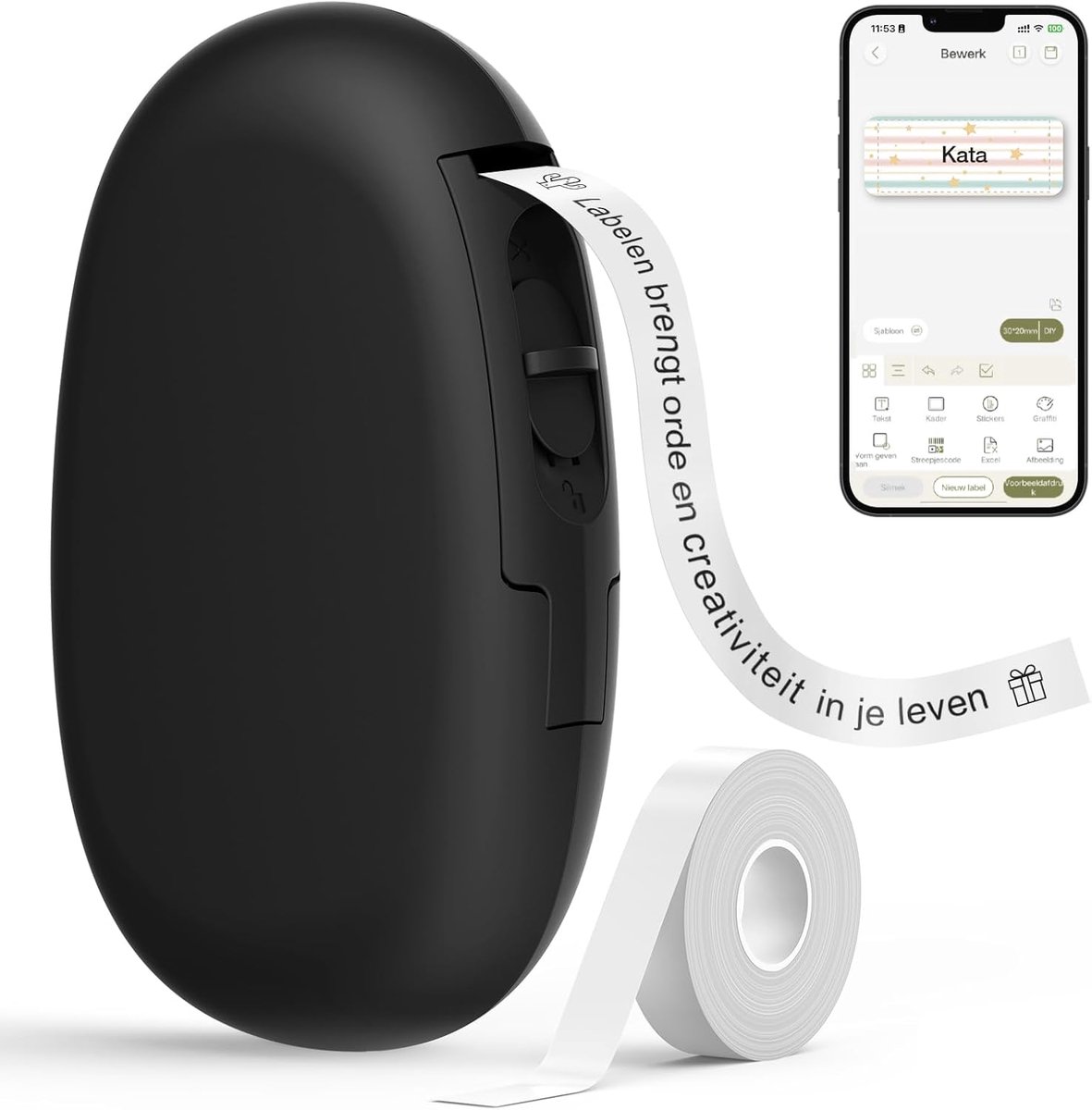 SNJY® Labelmaker - Labelprinter - Labelwriter - Zwart